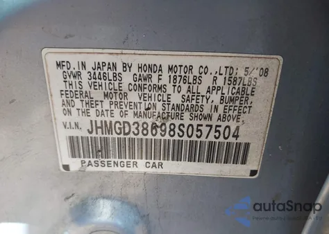 2008 Honda Fit Sport из США, поврежденный, VIN JHMGD38698S057504